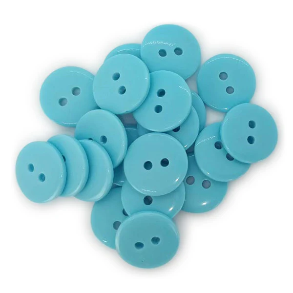 HobbyArts Runde Plastikknapper Babyblå, 12.5 mm, 20 stk
